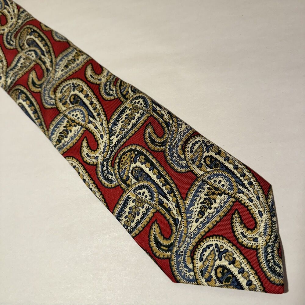 KEYS & LOCKWOOD Geometric Paisley Men's Necktie Tie Vintage‎